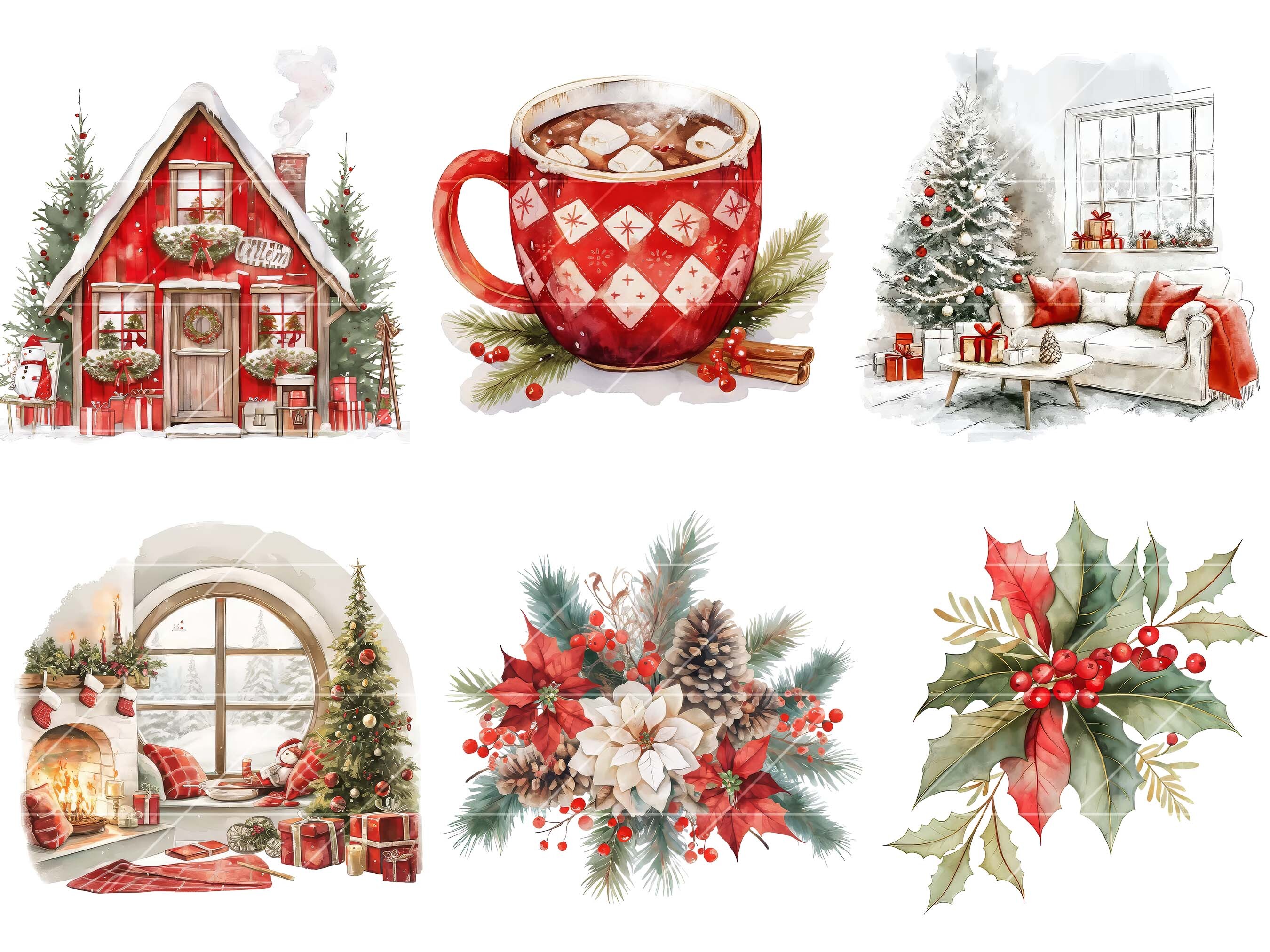 Watercolor Christmas Clipart Bundle - photo 3