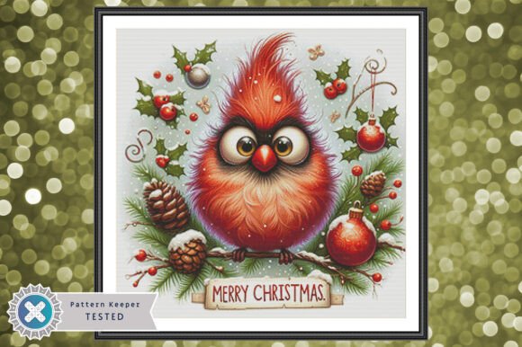 Crazy Cardinal Merry Christmas XStitch