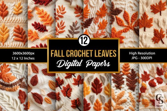 Fall Crochet Leaves Seamless Patterns