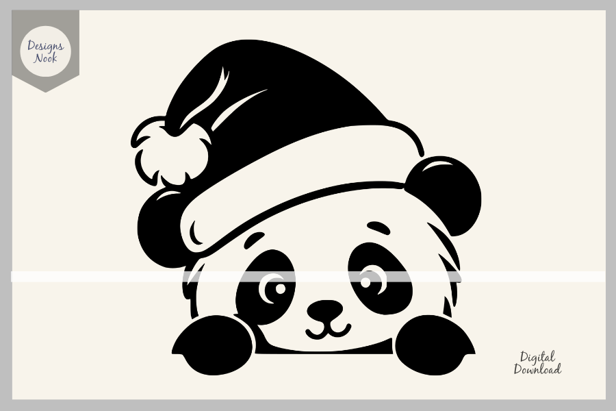 Panda Santa SVG Clipart Silhouette PNG Graphic by DESIGNS NOOK ...