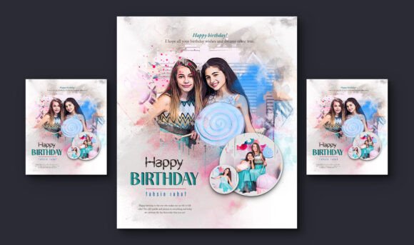 Watercolor Photo Collage Instagram Posts Graphics