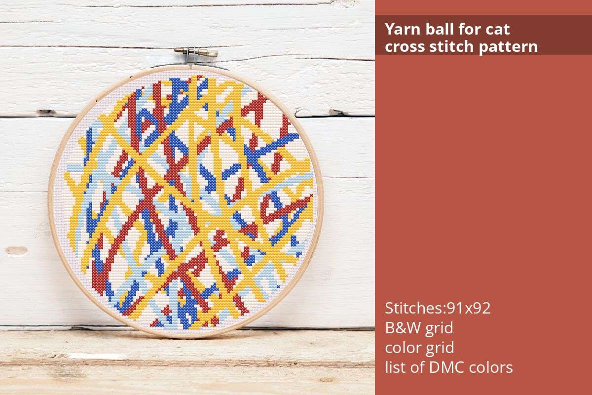 Yarn Ball for Cat Cross Stitch Pattern,