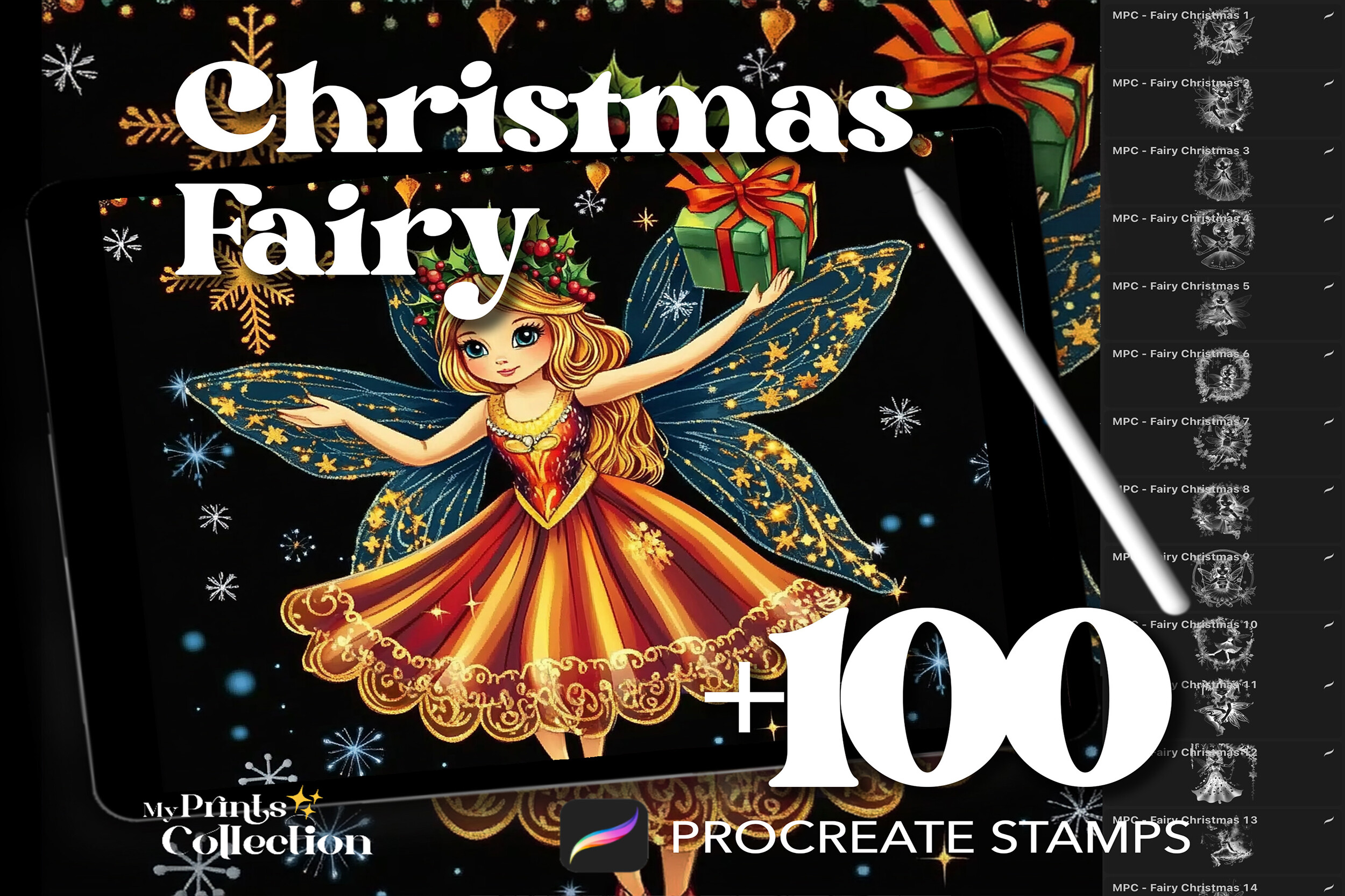 100+ Procreate Fairy Christmas Stamps Graphic by myprintscollection ...