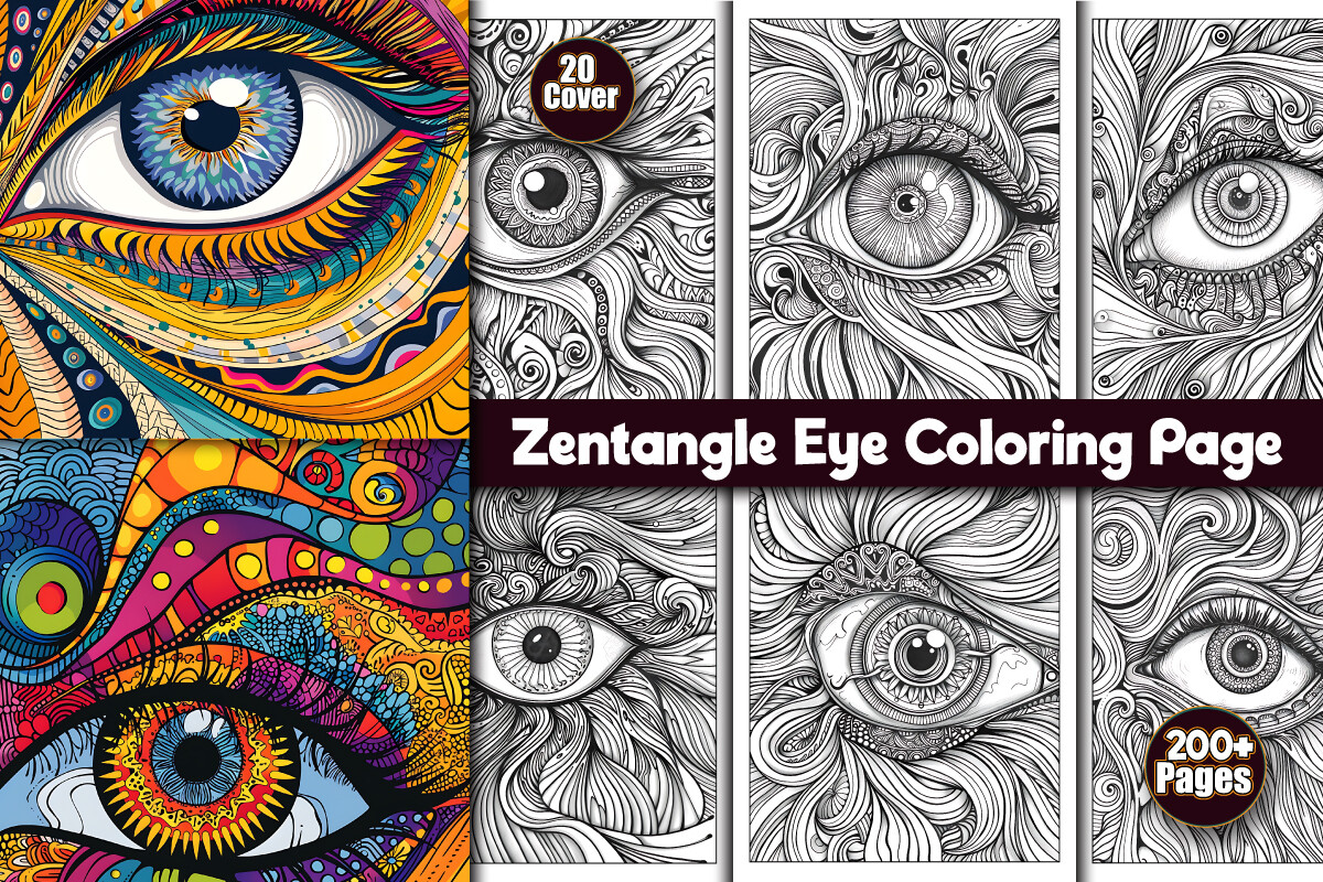 200+ Zentangle Eye Coloring Page