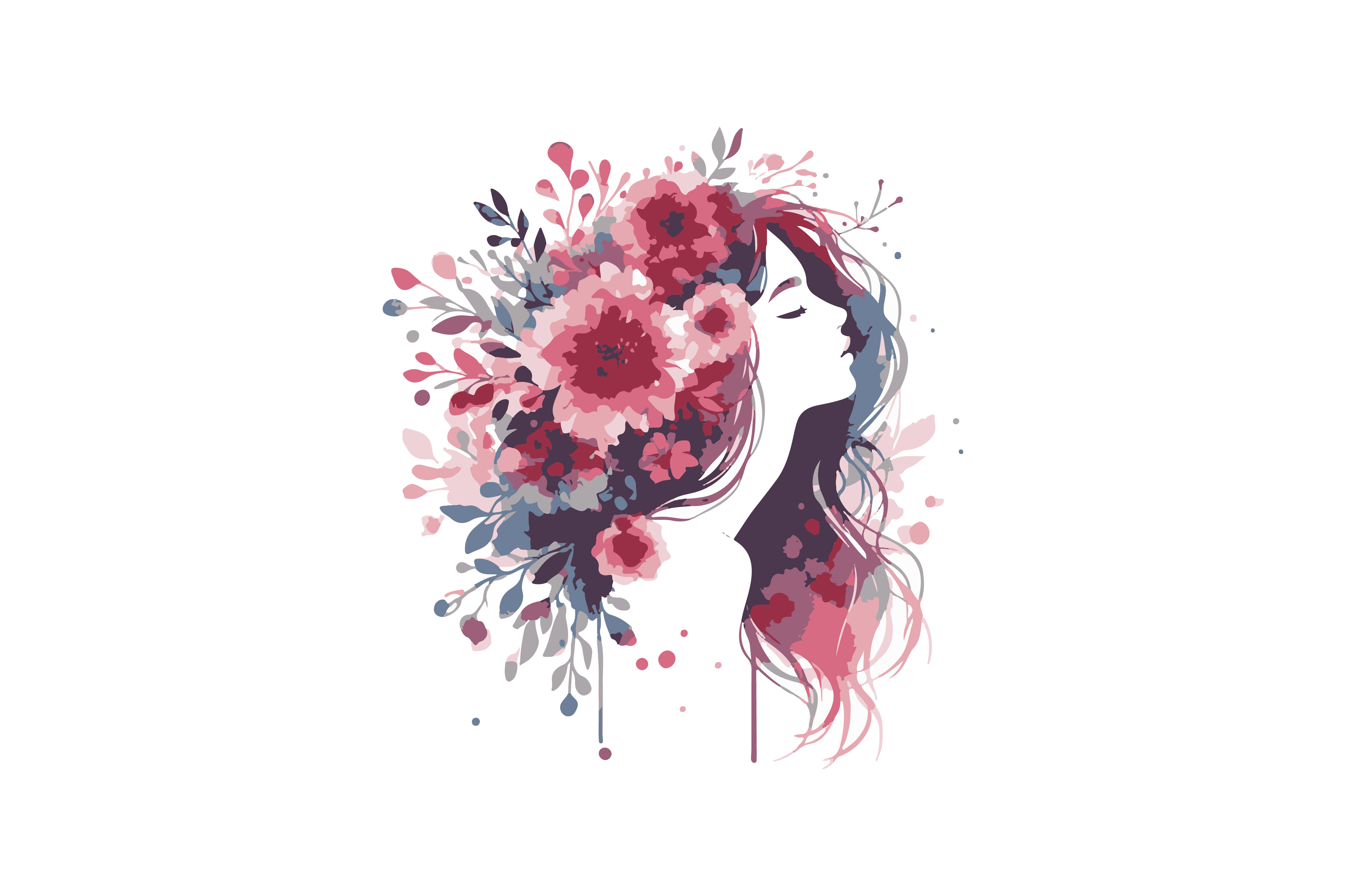 Creative Flowral Girl2 Icon Line Art Ve Graphic by Samesh Chakma ...