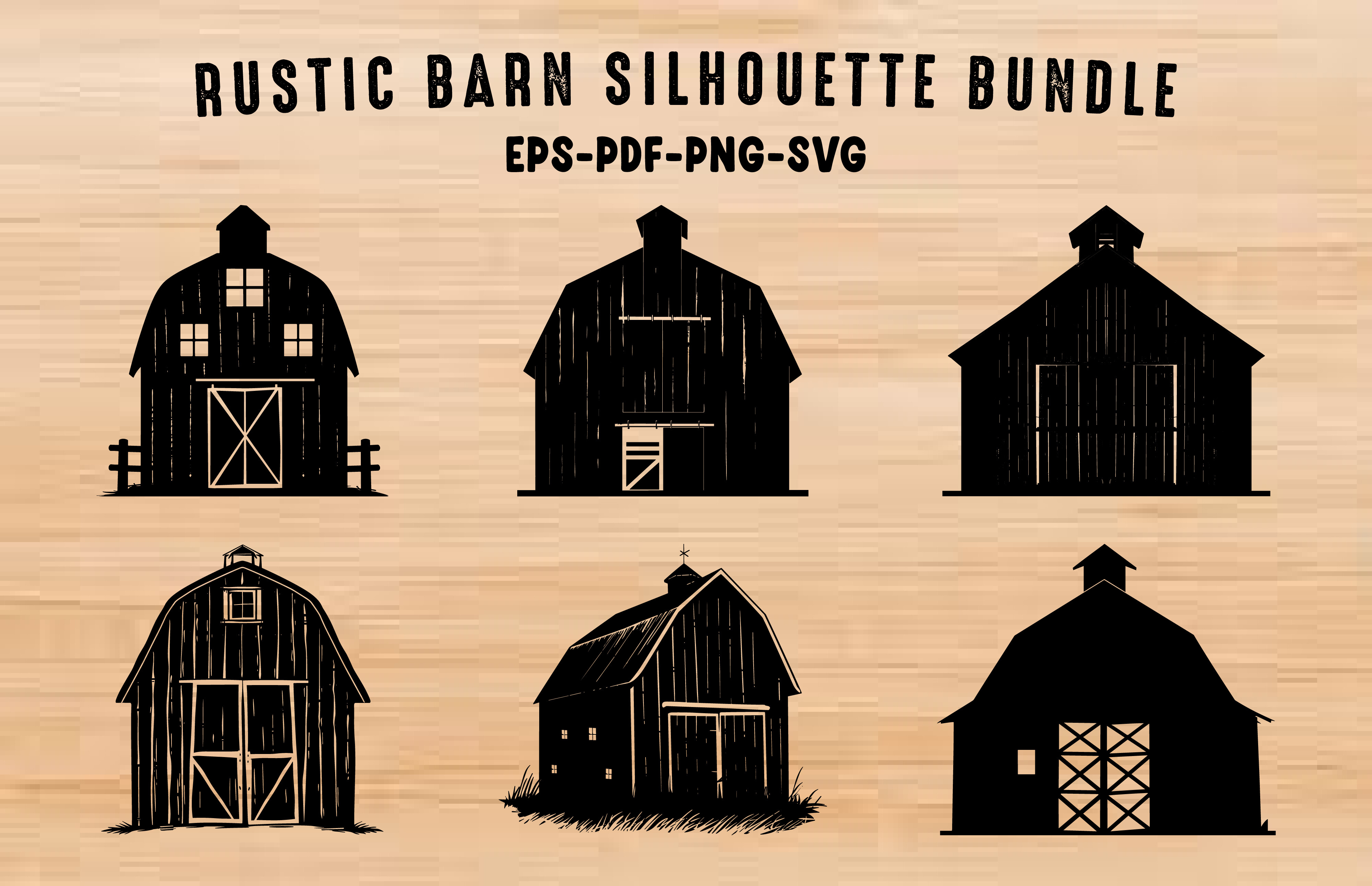 Farm Barn SVG Silhouette Clipart Set Graphic by Gfx_Expert_Team ...