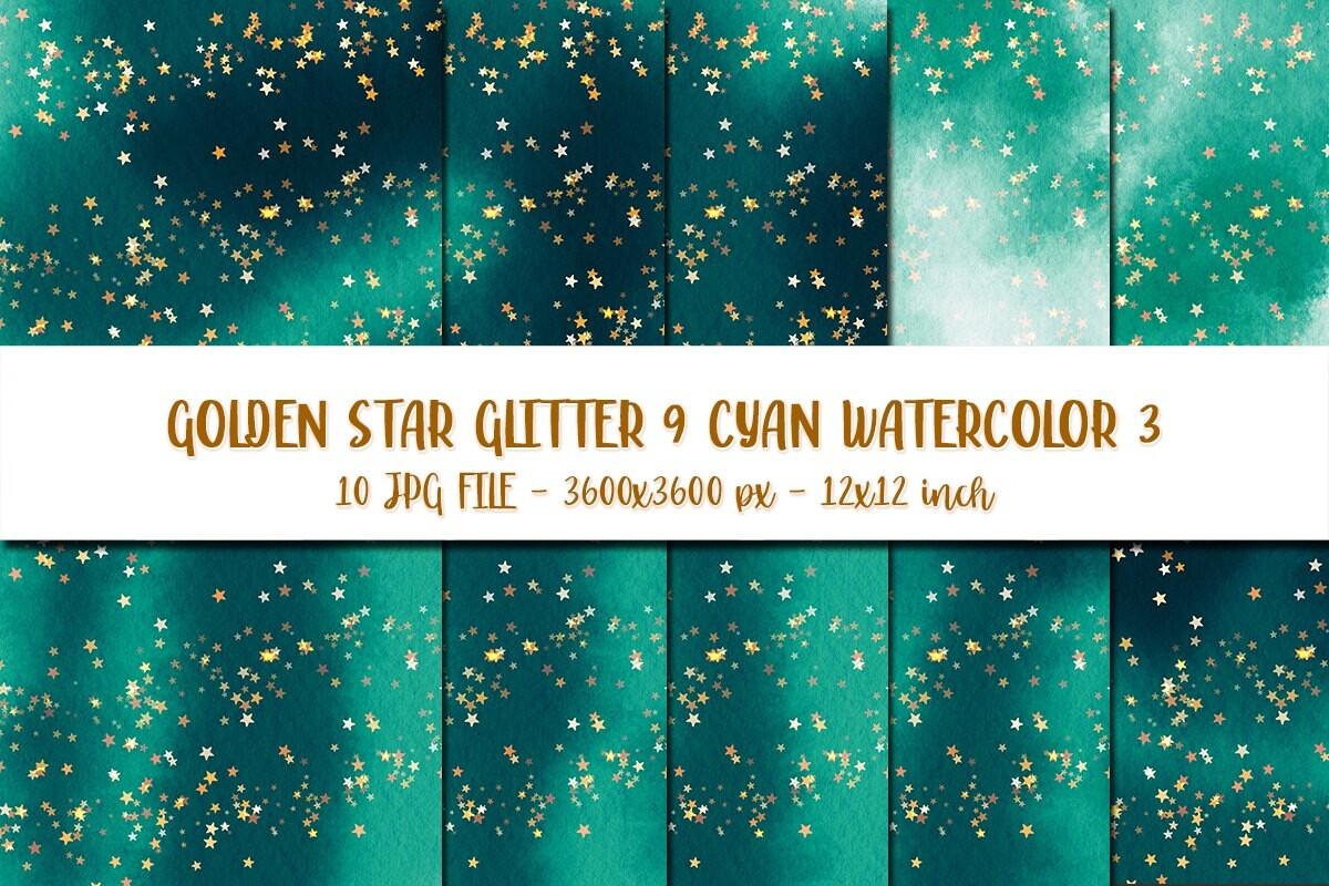 Golden Star Glitter 9 Cyan Watercolor 3