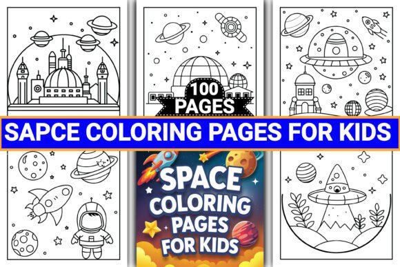 Space Coloring Pages for Kids Graphic by Ikhlas Artistry · Creative Fabrica