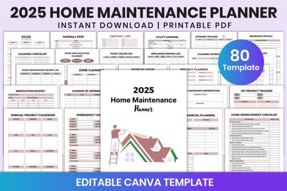 2025 Home Maintenance Planner for Canva