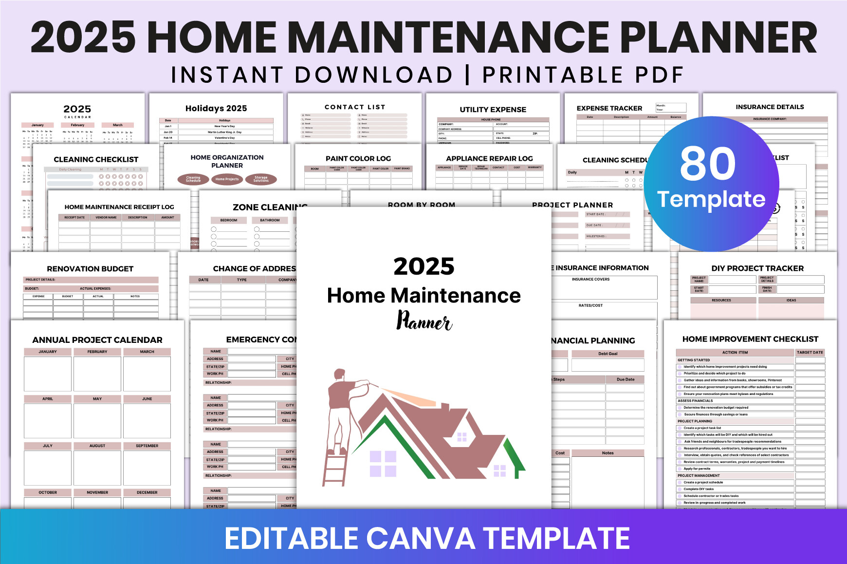 2025 Home Maintenance Planner for Canva