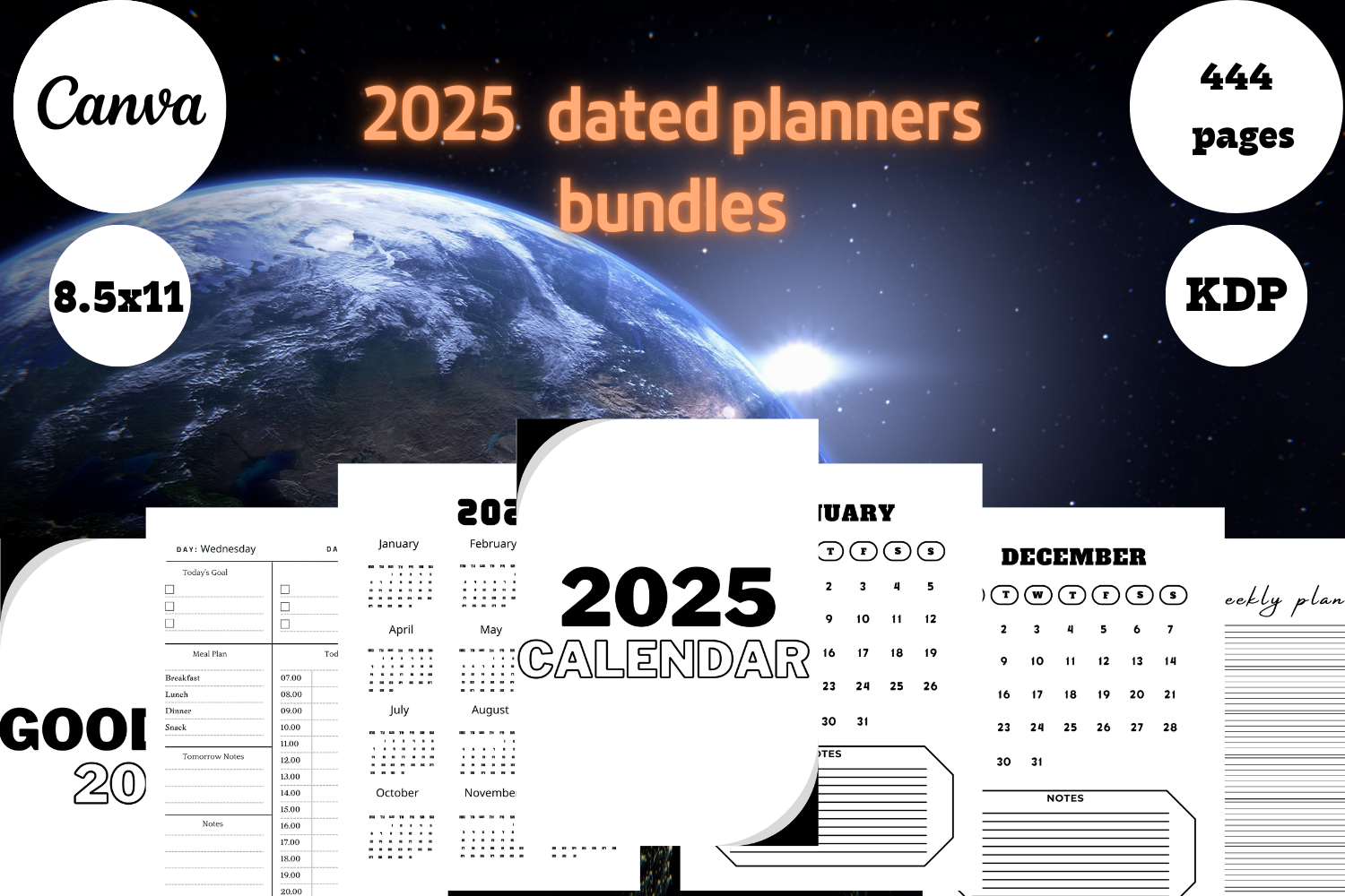Dated Graphics Best Simple 2025 Dated Planners Template Graphic by M S for Digital ...