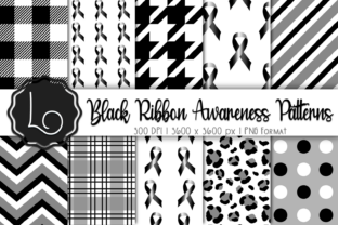 Black Ribbon Awareness Patterns Graphic by La Oliveira · Creative Fabrica