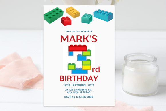 Building Blocks LEGO 3rd Birthday Invite