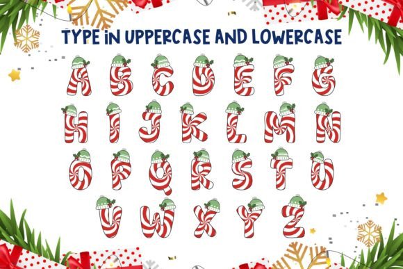 Christmas Candy Cane Font PNG with transparent background - Preview 1