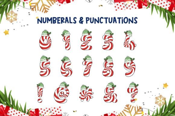 Christmas Candy Cane Font PNG with transparent background - Preview 2