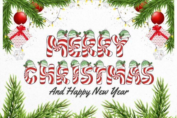 Christmas Candy Cane Font PNG with transparent background - Preview 3