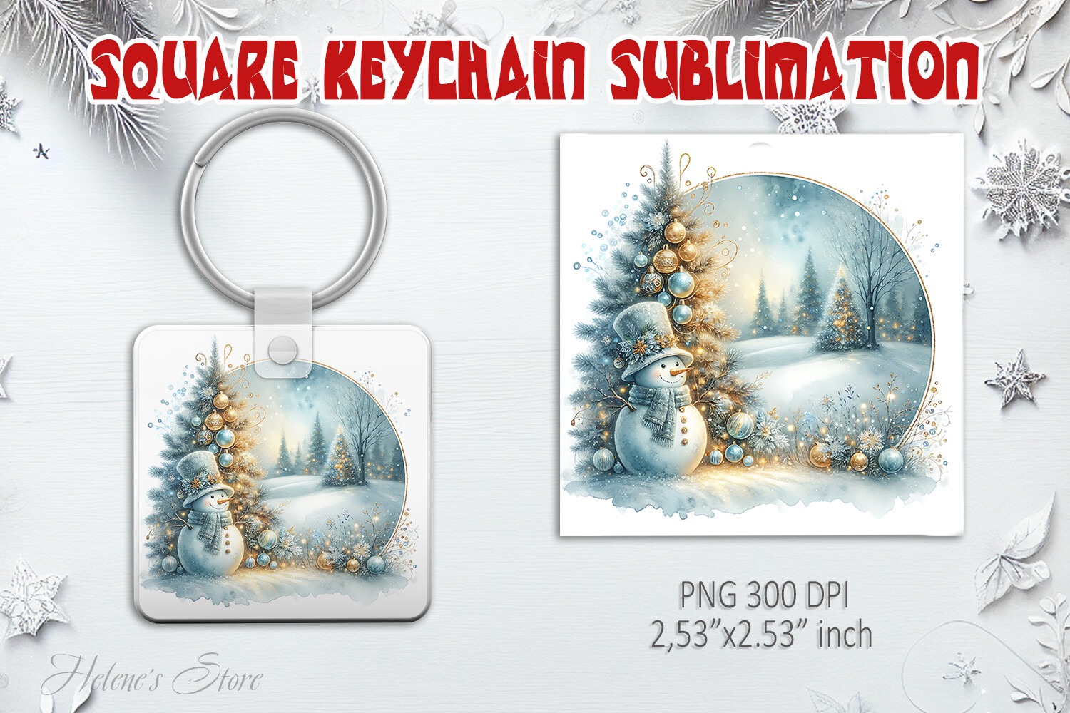 Square Christmas Key Rings Christmas Square Keychain Designs PNG Graphic by Helene's store ...