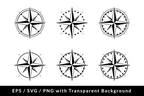 Compass Wind Rose Icon Set SVG EPS PNG