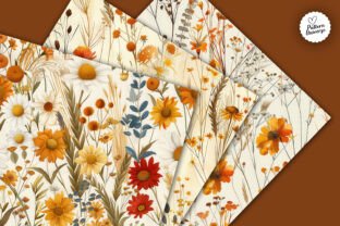 Fall Autumn Wildflowers Digital Papers Graphic by Pattern Universe ...