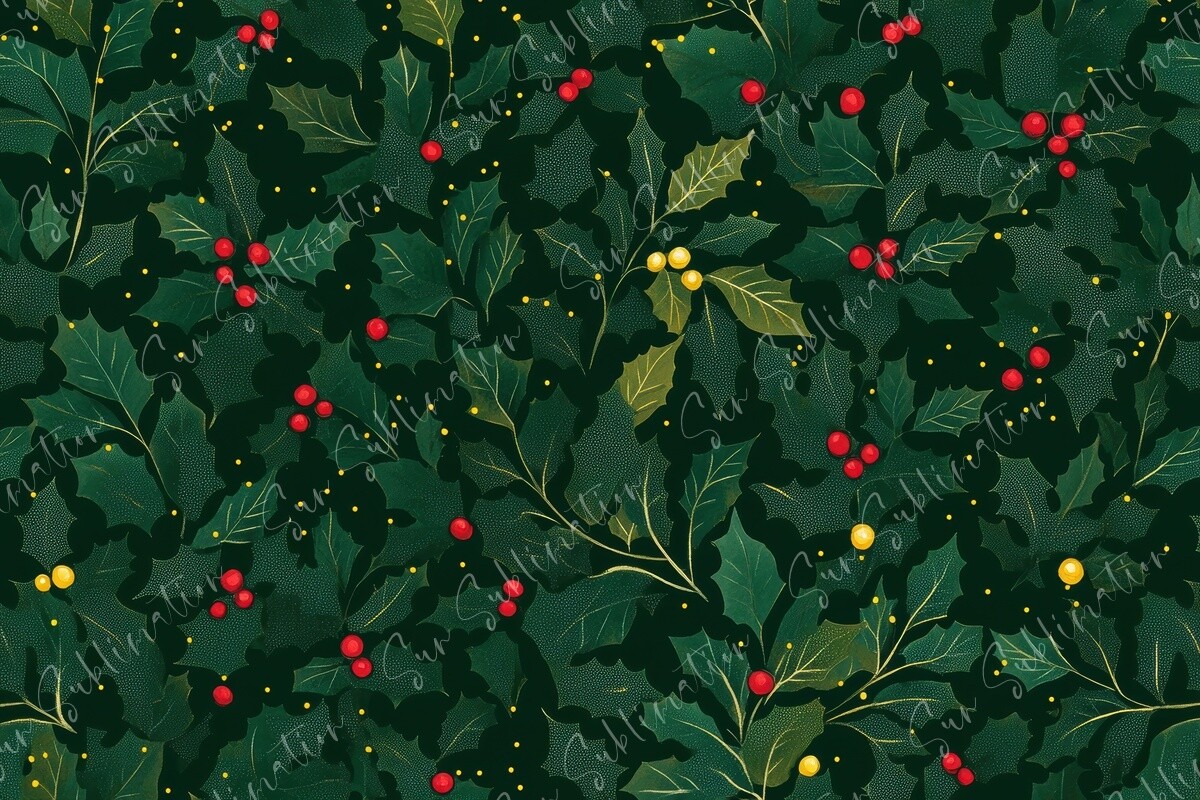 Holly Pattern Landscape Festive Holly Pattern Graphic by Sun Sublimation · Creative Fabrica