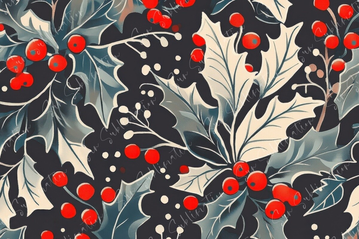 Holly Pattern Landscape Festive Holly Pattern Graphic by Sun Sublimation · Creative Fabrica