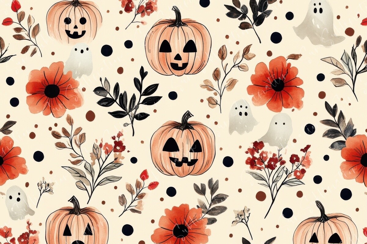 Halloween Floral Pattern Graphic by Sun Sublimation · Creative Fabrica