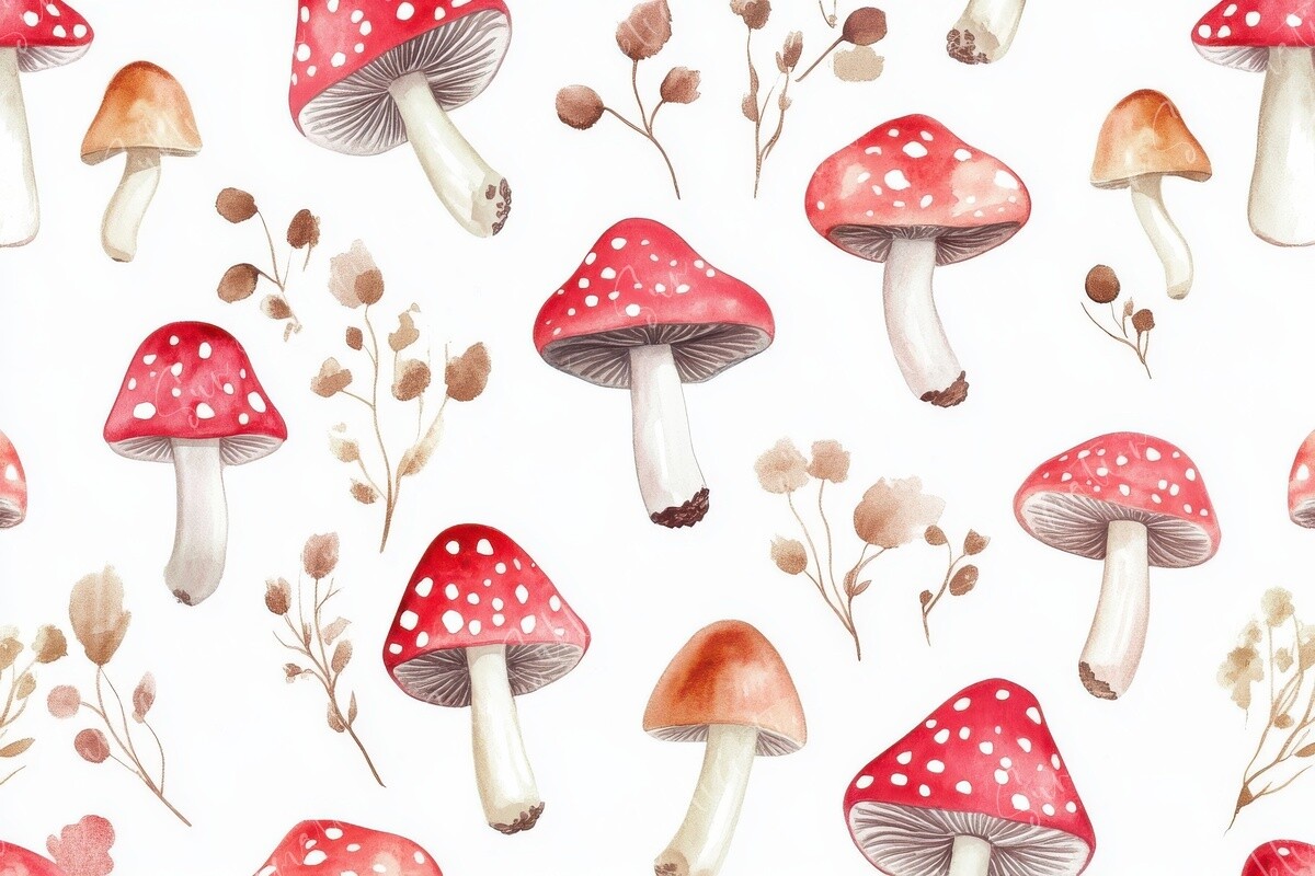 Mushroom Watercolor Pattern Graphic by Sun Sublimation · Creative Fabrica