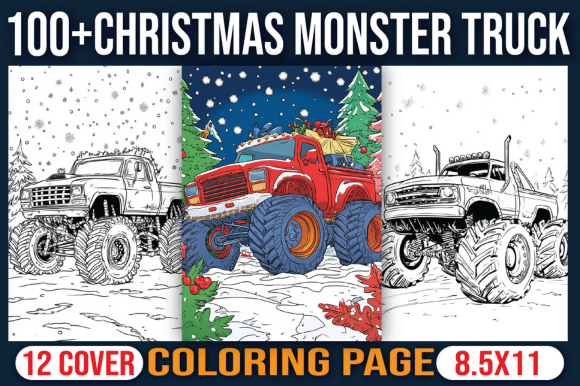 100 Christmas Monster Truck Coloring Pag