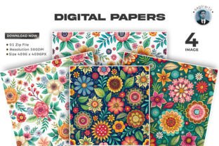 Boho Matisse Flowers Digital Papers Graphic by sagorarts · Creative Fabrica