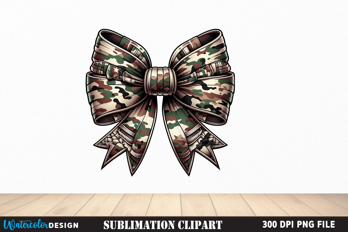 Camo Camouflage Coquette Bow Hunting PNG Graphic by watercolor Design ...