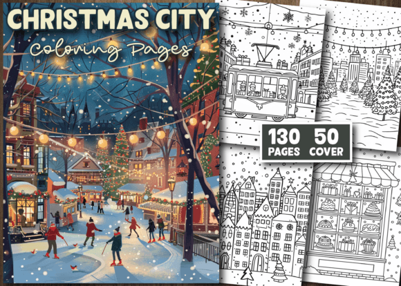 Christmas City Coloring Pages for Adults