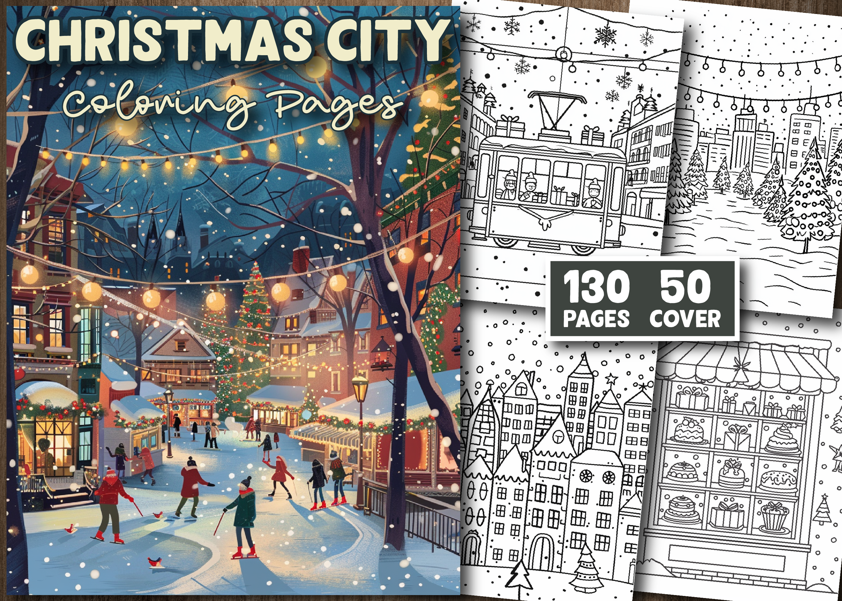 Christmas City Coloring Pages for Adults