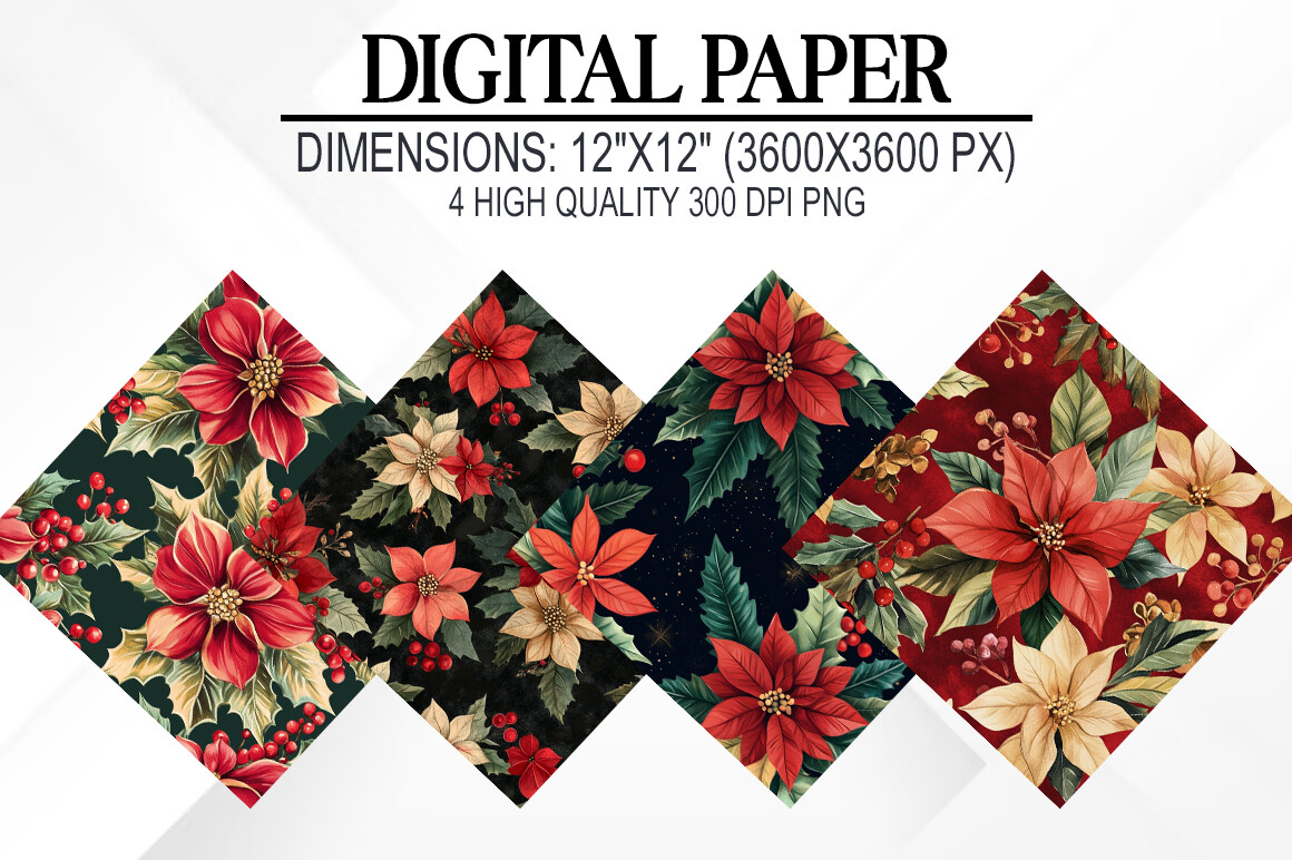 Christmas Floral Seamless Digital Papers Graphic by fokira · Creative ...