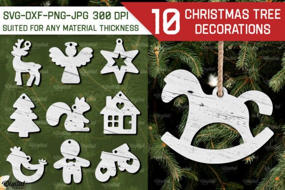 Christmas Tree Decorations Laser Bundle Graphics