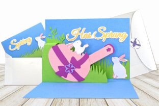 Easter Bunnies Pop Up Pull-Tab Card · Creative Fabrica