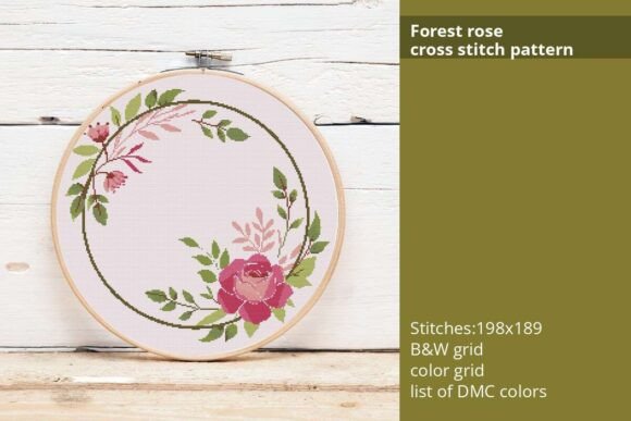 Forest Rose Cross Stitch Pattern