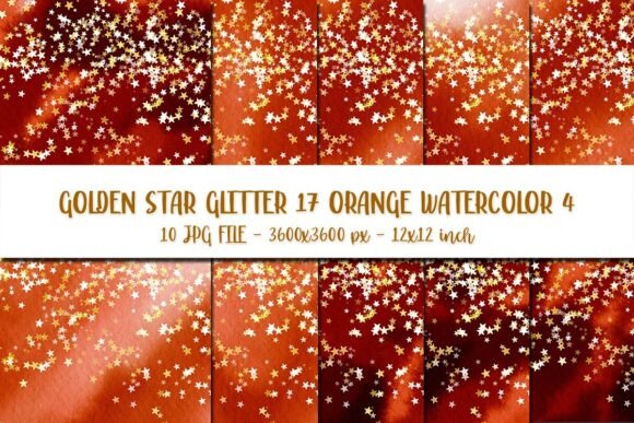 Gold Star Glitter 17 Orange Watercolor 4