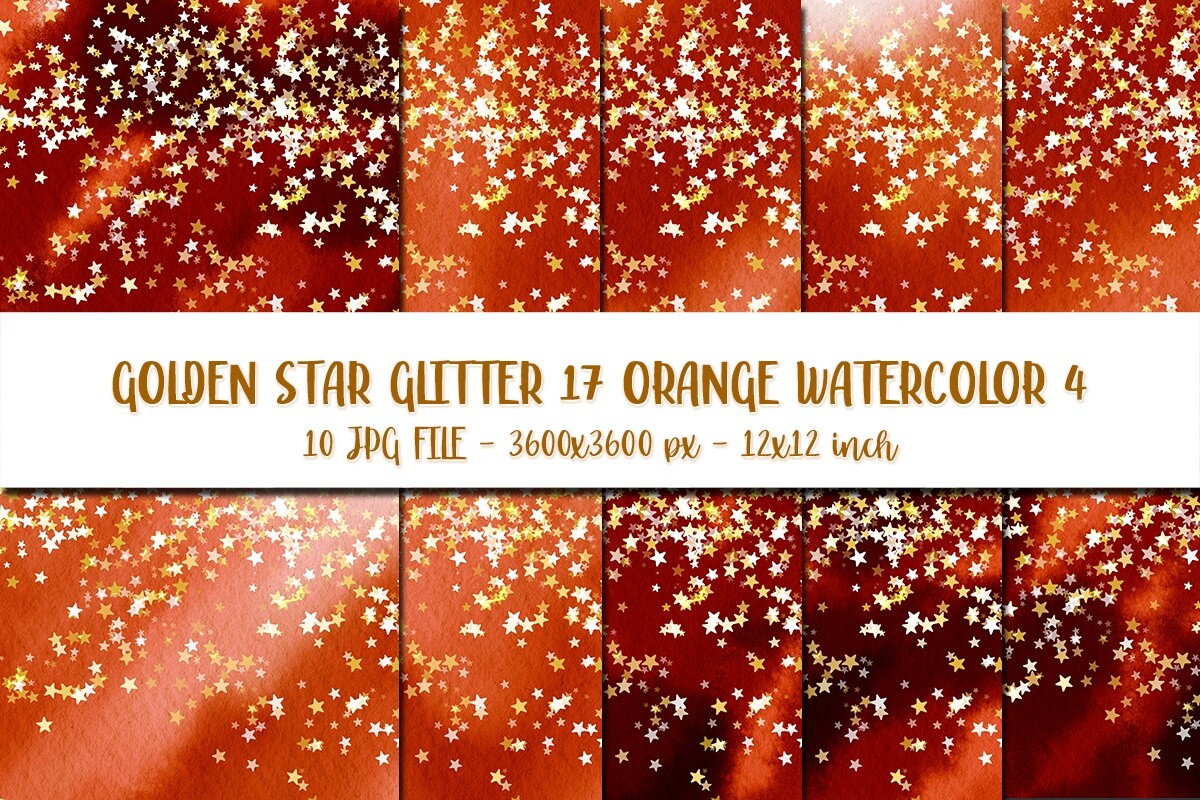 Gold Star Glitter 17 Orange Watercolor 4