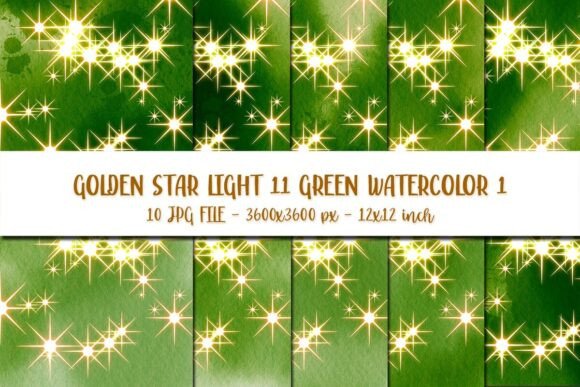 Golden Star Light 11 Green Watercolor 1