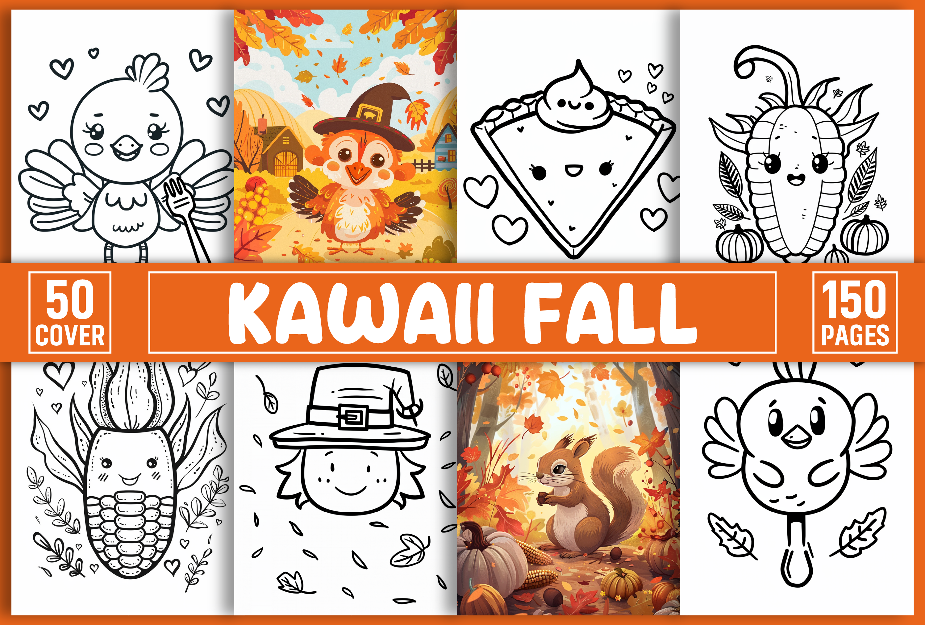 Kawaii Fall Coloring Book for Kids