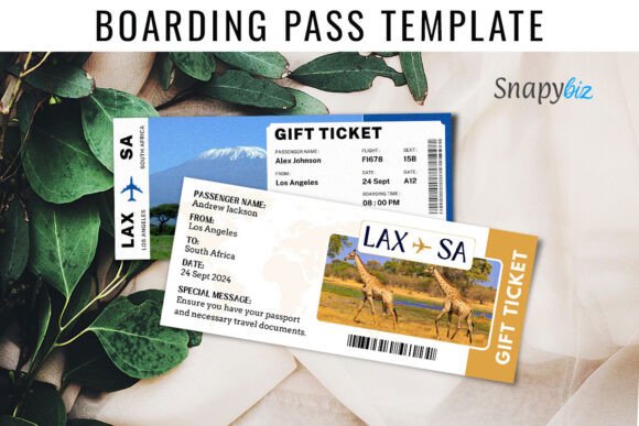 South Africa Trip Ticket Canva Template