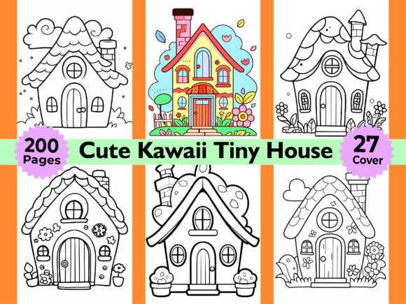 200 Cute Kawaii Tiny House Coloring Page