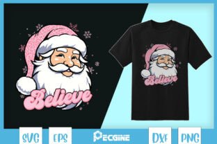 Believe Cute Pink Santa Claus SVG Graphic by Pecgine · Creative Fabrica