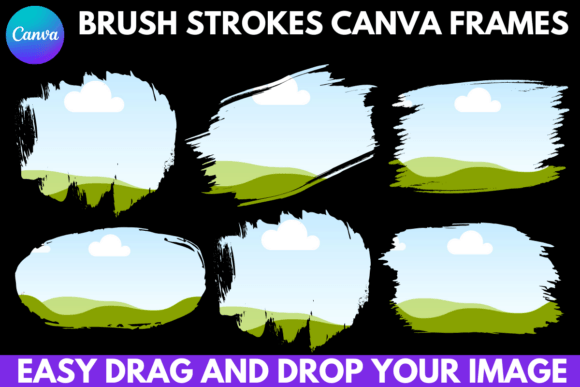 Brush Strokes Canva Frame Bundle for digital and printed designs