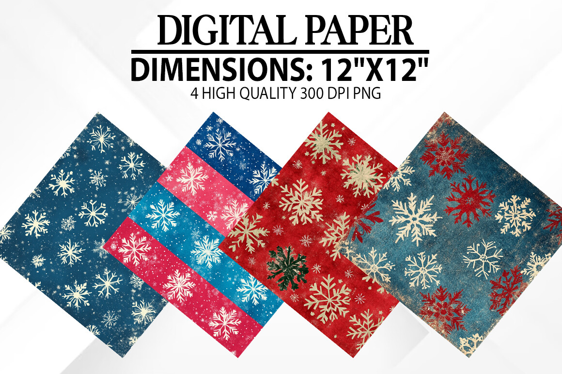 Christmas Snowflake Digital Papers Graphic by fokira · Creative Fabrica