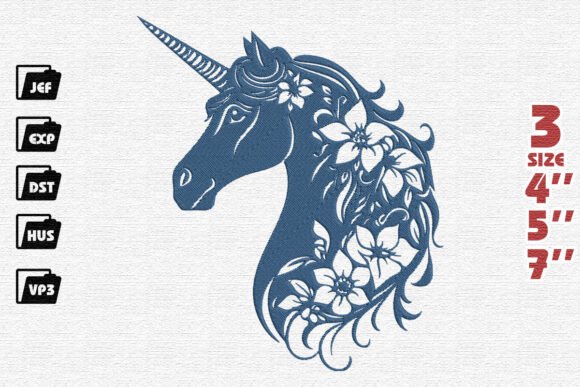 Elegant Unicorn Embroidery