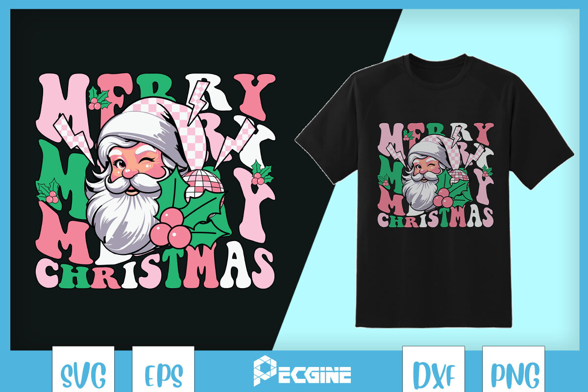 Merry Christmas Pink Santa Claus SVG Graphic by Pecgine · Creative Fabrica