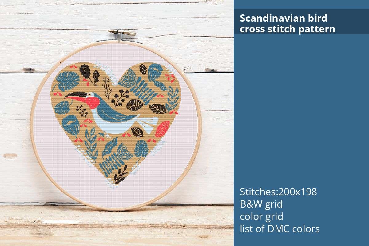 Scandinavian Bird Cross Stitch Pattern