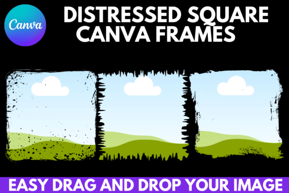 Bleach distressed square Canva frame template