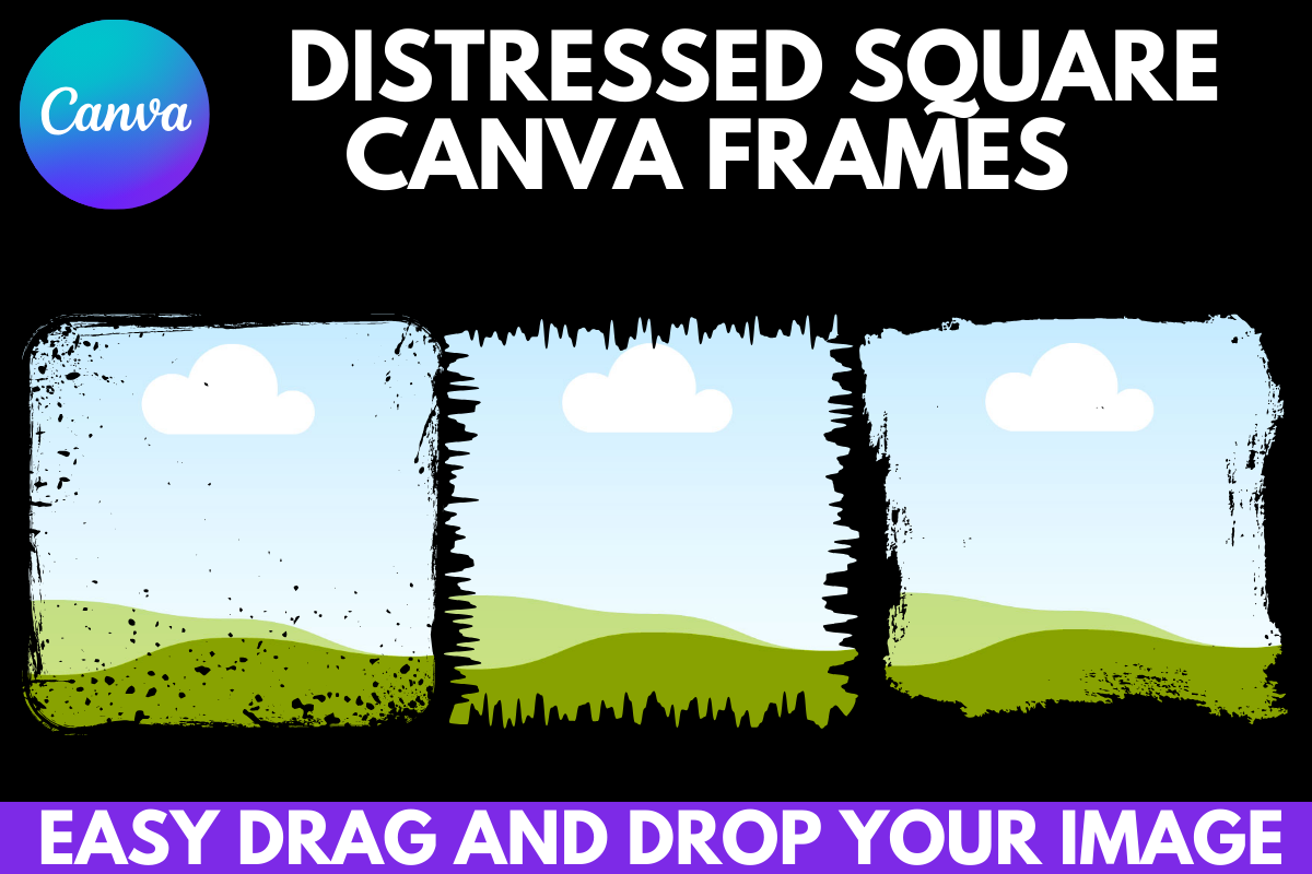 Square Bleach Distressed Canva Frame